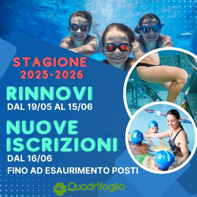 ISCRIZIONI 1° QUADRIMESTRE 2025 - 2026 - Centro Sportivo Quadrifoglio